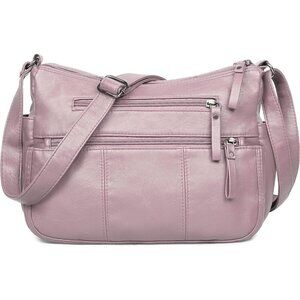 🆕 Volganik Rock PU Leather Shoulder Bag Women Pink Soft Pocketbooks Purse
